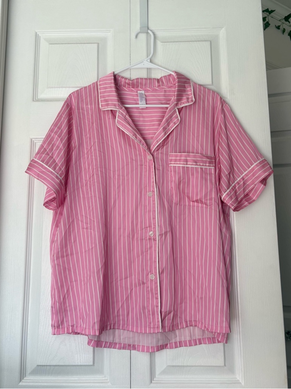 Stars Above Pink & White Striped Button-Up Pajama Top